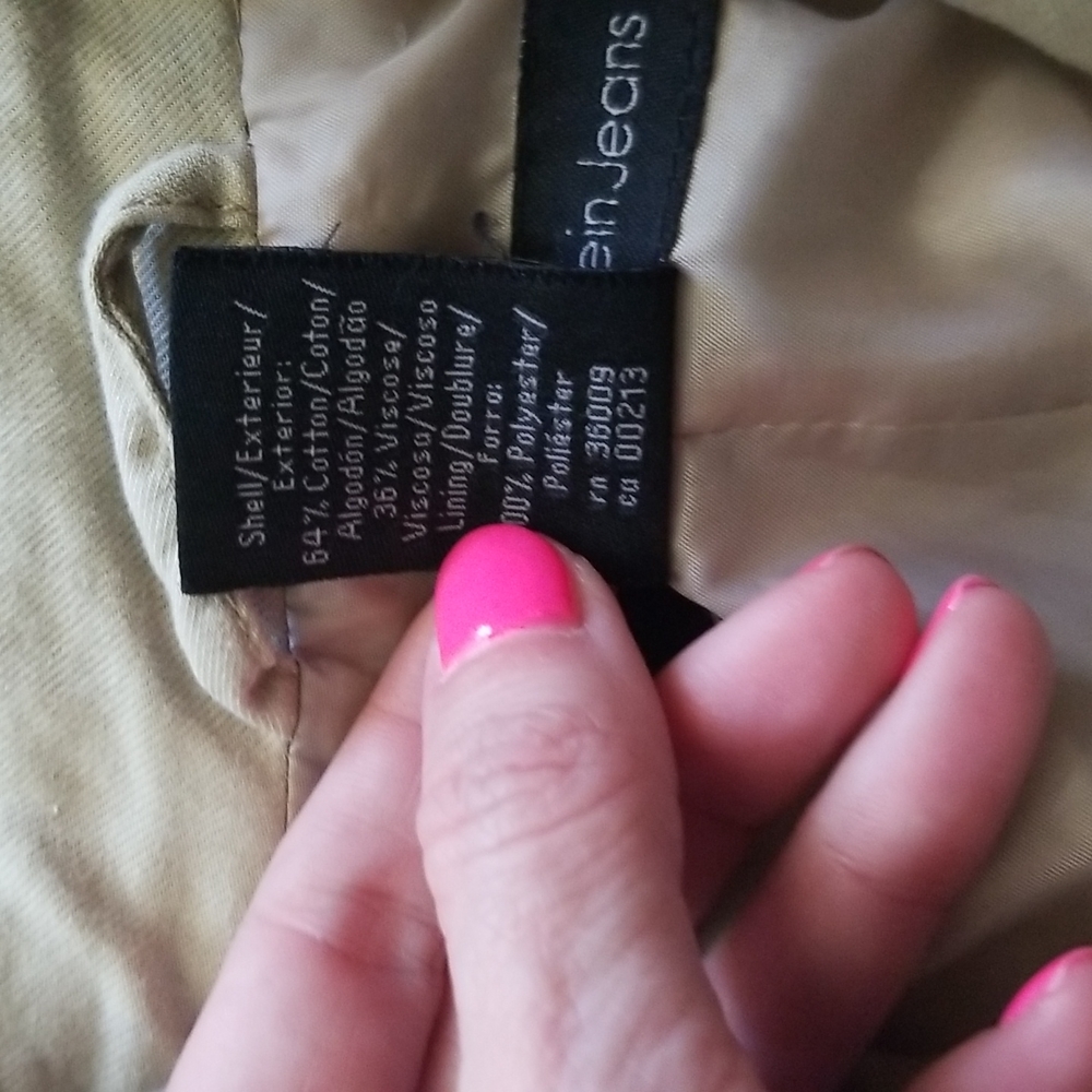 Calvin Klein Jeans Beige Cotton/Viscose Blend Moto Jacket Size XL - Picture 9 of 9
